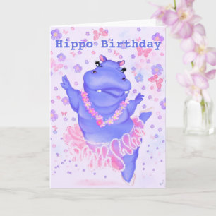Hippo Birthday Card Ballet Dancer Hippo Your Text