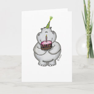Hippo Birthday - Happy Birthday Card
