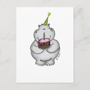 Hippo Birthday - Happy Birthday Postcard