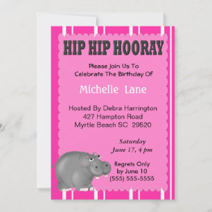 Hippo  Birthday Invitation