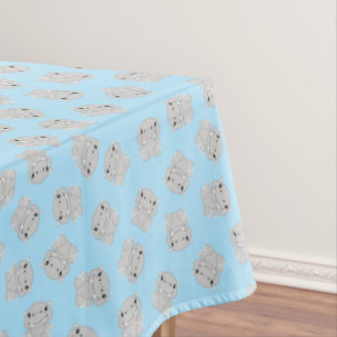 Hippo Birthday Party Blue Tablecloth