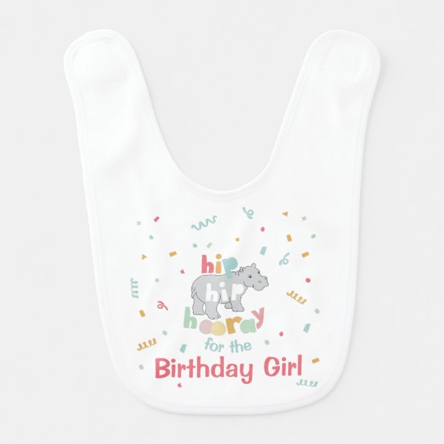 Hippo Birthday Party Hippo Hippopotamus Party Baby Bib (Front)
