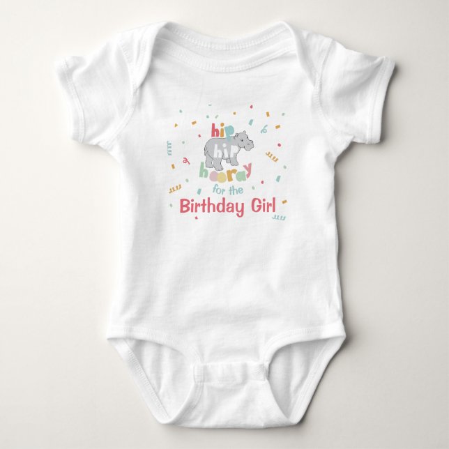 Hippo Birthday Party Hippo Hippopotamus Party Baby Bodysuit (Front)