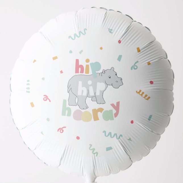Hippo Birthday Party Hippo Hippopotamus Party Balloon (Front)