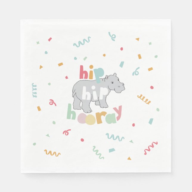 Hippo Birthday Party Hippo Hippopotamus Party Napkins (Front)