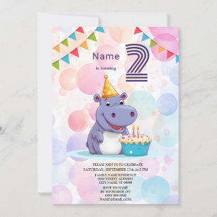 Hippo Birthday Party Invitation