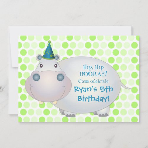Hippo Birthday Party Invitation