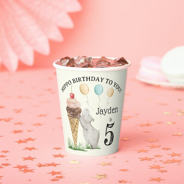 Hippo Birthday Party Paper Cups (Insitu)