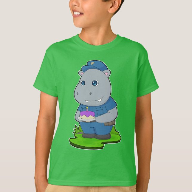 Hippo Birthday Police T-Shirt (Front)