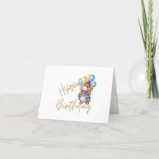 Hippo Birthday Thank You Card