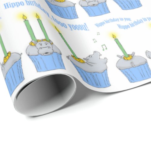 Hippo Birthday To You  Happy hippos singing Wrapping Paper
