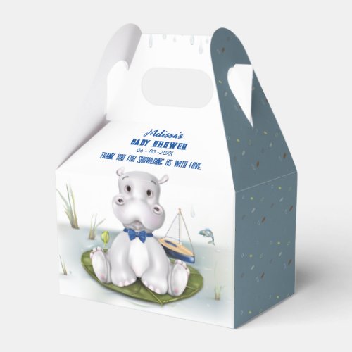 Hippo Blue Baby Shower Favor Boxes