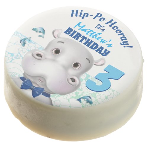 Hippo Blue Fish Boy Birthday Chocolate Covered Oreo