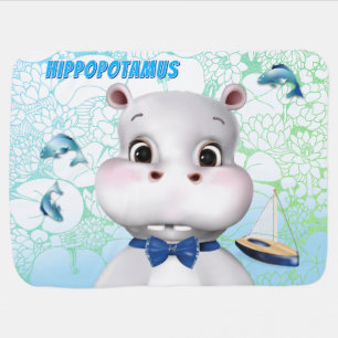 Hippo Blue Fish Kids Baby Blanket