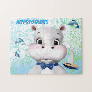 Hippo Blue Fish Kids Jigsaw Puzzle