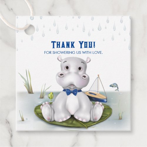 Hippo Boy Baby Shower Favor Tags