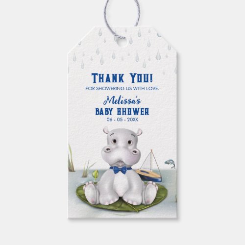 Hippo Boy Baby Shower Gift Tags