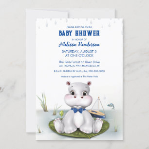 Hippo Boy Baby Shower Invitation