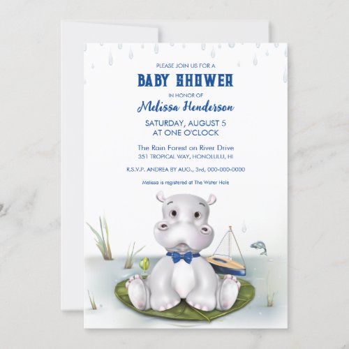 Hippo Boy Baby Shower Invitation