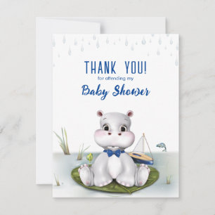 Hippo Boy Baby Shower Thank You Note Card