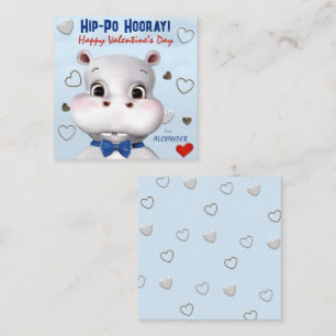 Hippo Boy Blue Classroom Valentine's Day Note Card