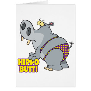 hippo butt bikini hippopotamus cards