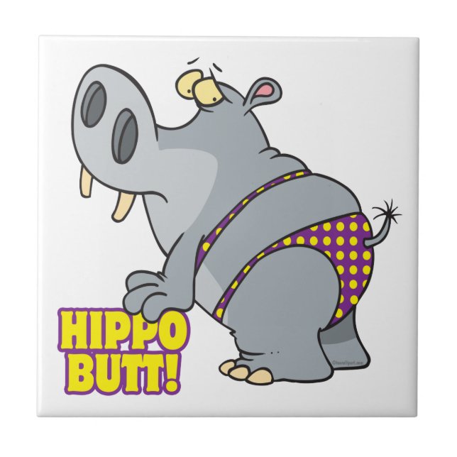 hippo butt bikini hippopotamus ceramic tile (Front)
