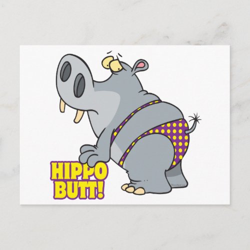 hippo butt bikini hippopotamus postcard