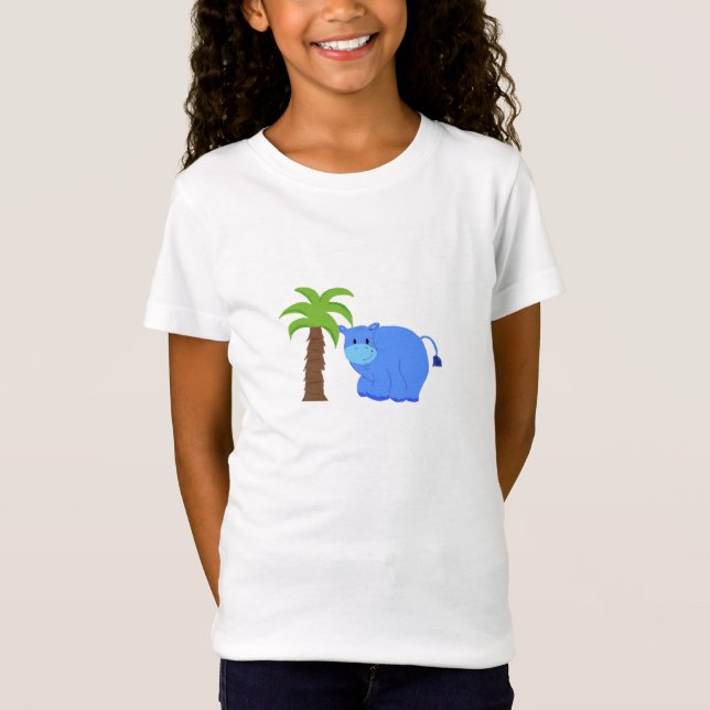 Hippo By A Palm Tree T-Shirt (Front)