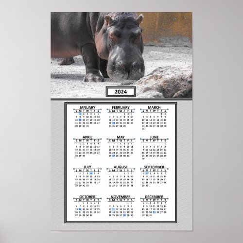 Hippo Calendar Poster