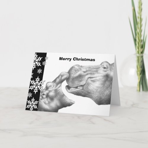 Hippo  Calf Christmas Card