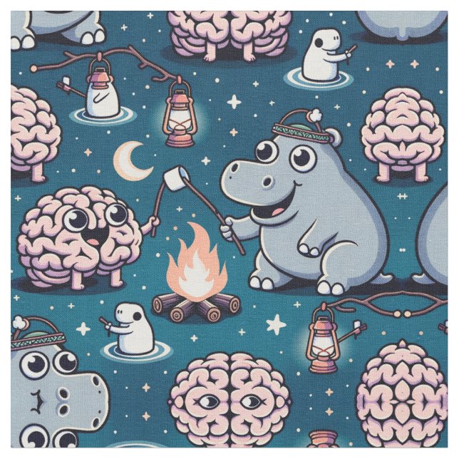 Hippo Camp Us Fabric (Close Up)