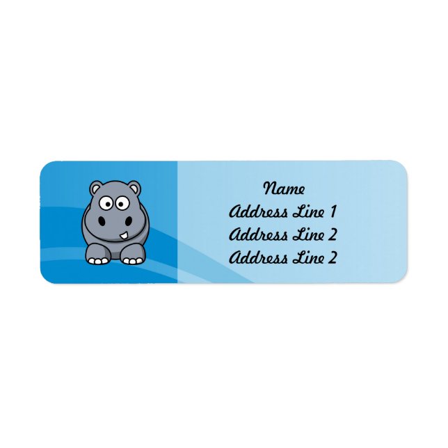 Hippo Cartoon With Blue Water Background Label (Front)