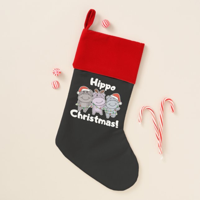 Hippo Christmas Animals Cute Hippos Merry Christmas Stocking (Front)