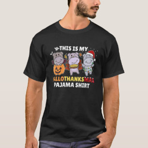 Hippo Christmas Halloween Costume Hallothanksmas P T-Shirt