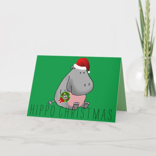 Hippo Christmas Holiday Card