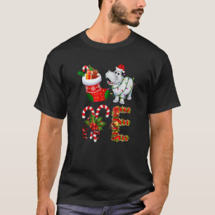 Hippo Christmas Lights Led Santa Hat Christmas T-Shirt