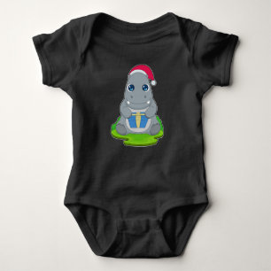 Hippo Christmas Package Baby Bodysuit