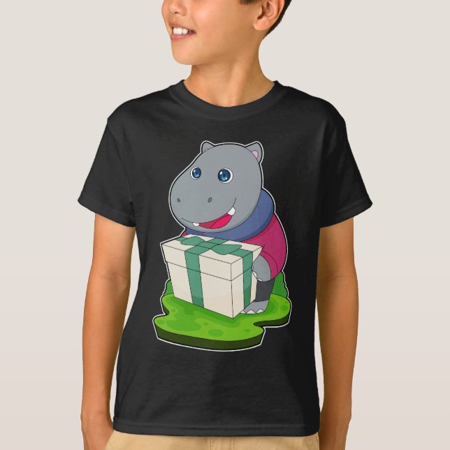 Hippo Christmas Package T-Shirt (Front)