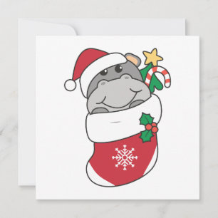 Hippo Christmas Snow Winter Animals Hippos Holiday