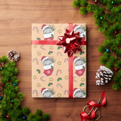 Hippo Christmas Snow Winter Animals Hippos Wrapping Paper