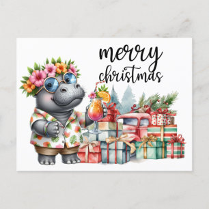 Hippo Christmas Themed for Animal Lovers Postcard