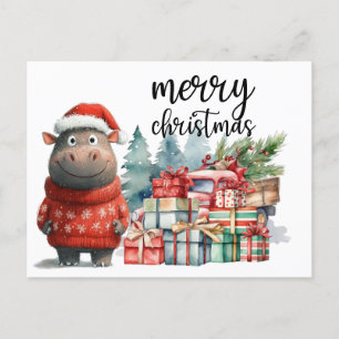 Hippo Christmas Themed for Animal Lovers Postcard