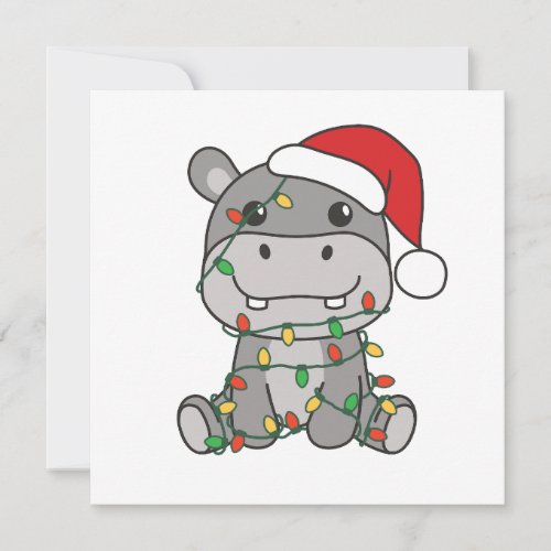 Hippo Christmas Winter Animals Hippos Holiday Card