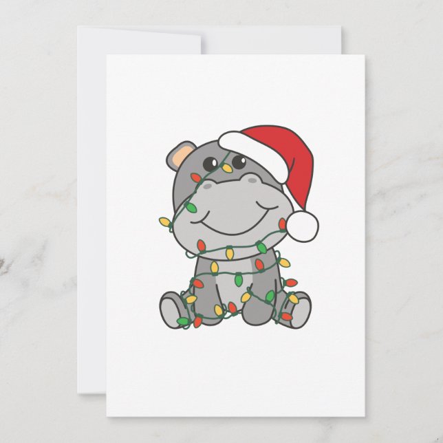 Hippo Christmas Winter Animals Hippos Holiday Card (Front)