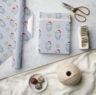 Hippo Christmas Winter Animals Hippos Wrapping Pap Paper