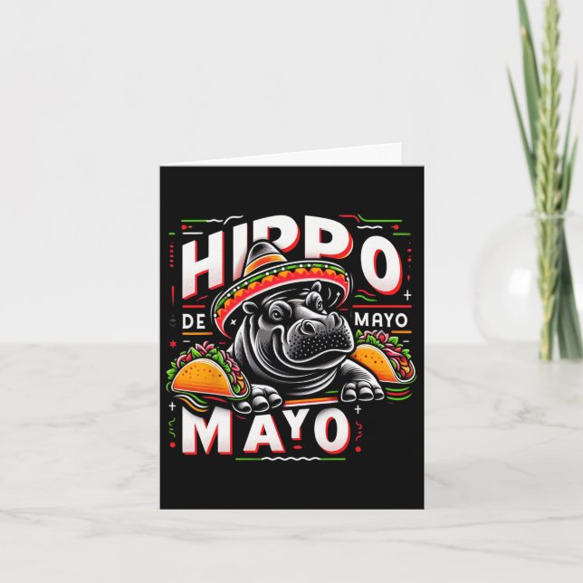 Hippo Cinco De Mayo Funny Mexico Hippopotamus Funn Card (Front)