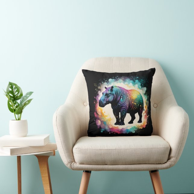 Hippo Colour Splash, Throw Pillow (Chair)