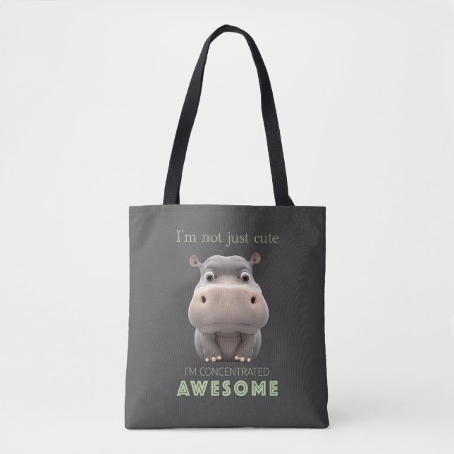 Hippo Concentrated Awesome Cute Adorable Funny  Tote Bag (Front)