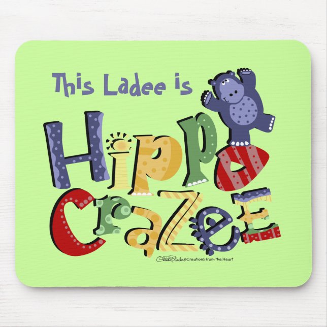 Hippo Crazee (on light colors) Mouse Pad (Front)